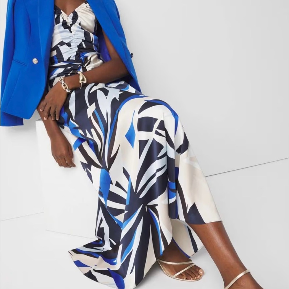 White House Black Market Blue and Black Maxi Dress. - Picture 5 of 5